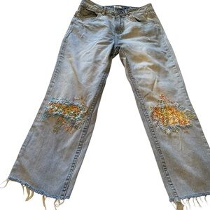 MOM Vintage High Rise Light Colored Denim Jeans-Size 3-100% Cotton-Distressed